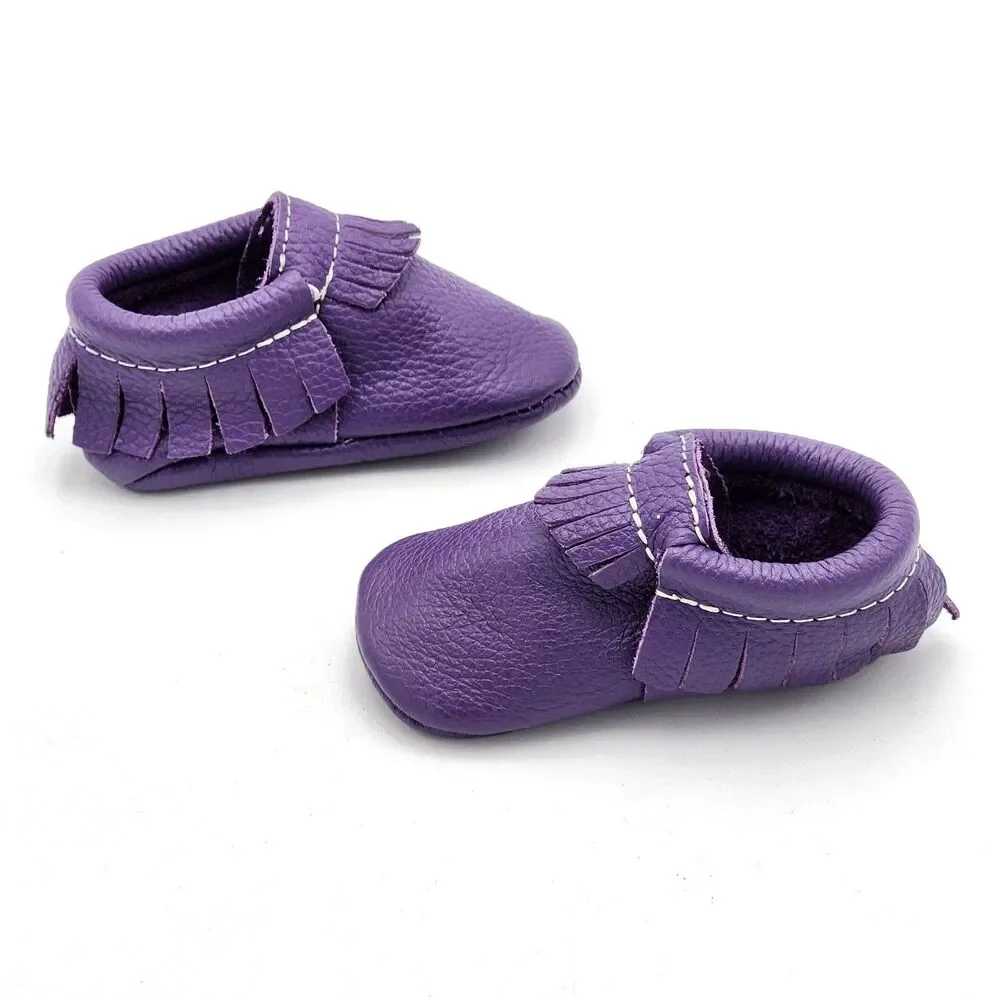 Freshly Picked Moccasin Leather Fringe Baby Shoes Booties 12-18 Months Size 3